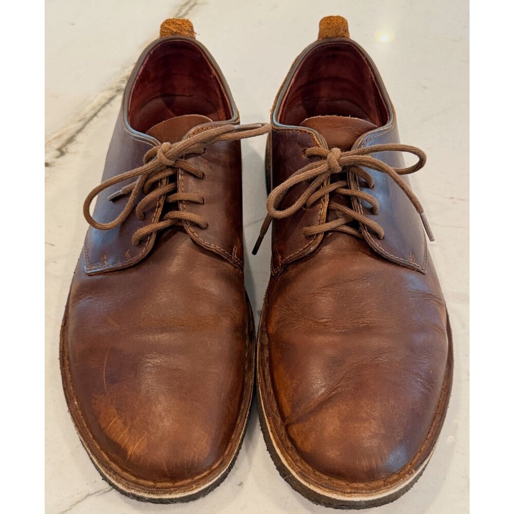 Clarks Mens Brown Leather Lace Up Gum Sole Oxford Shoes SZ 10.5